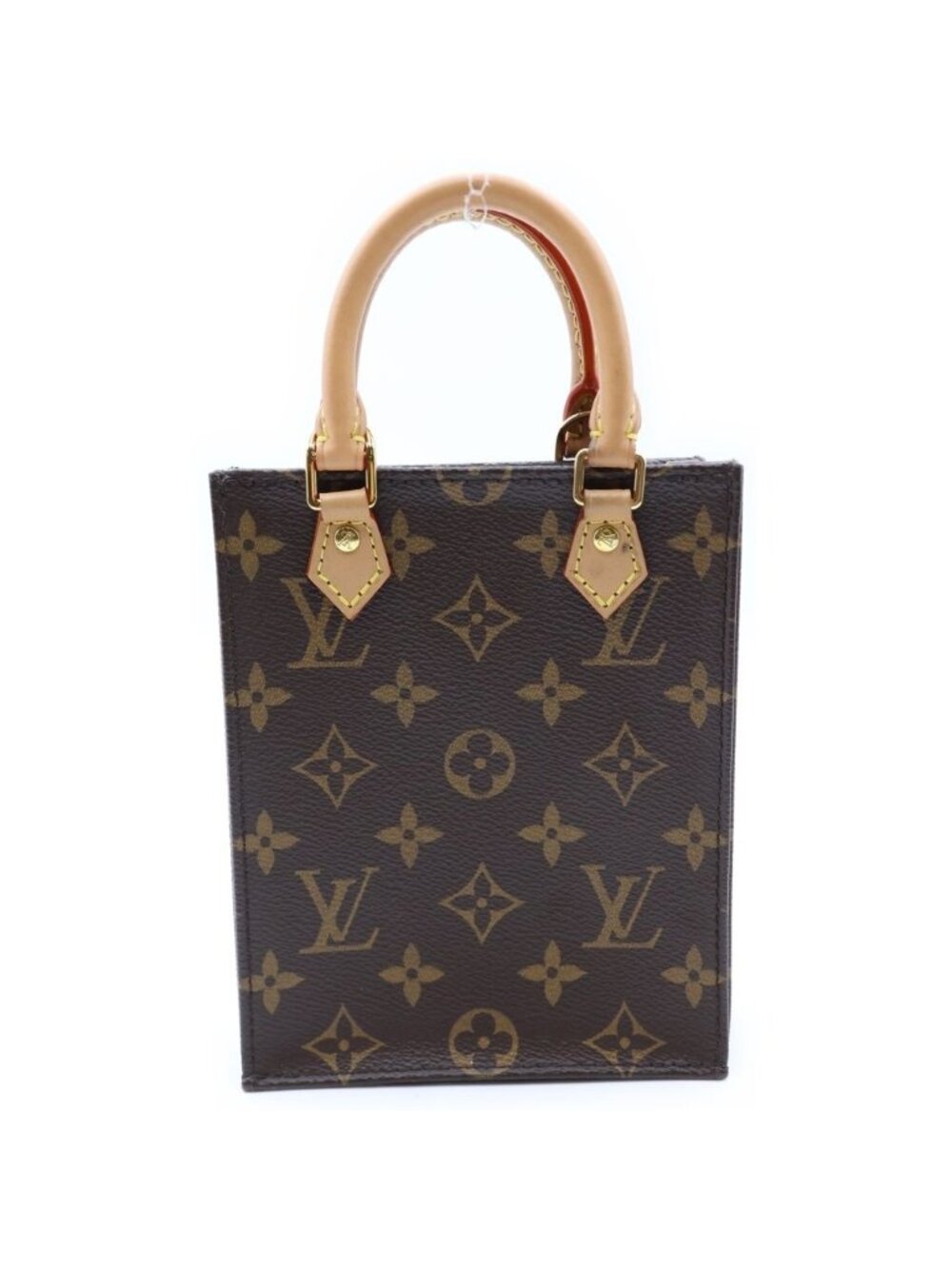 Louis Vuitton Monogram Petite Sac Plat Leather 2-Way Bag Brown